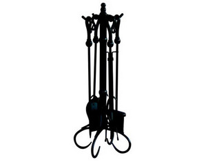 UniFlame 5 Pieces Black Fireset with Heavy Crook Handles - Fast FREE FedEx Shipping!