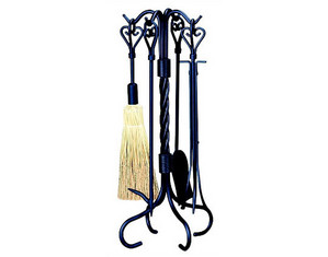 UniFlame 5 Pieces Black Heart Twist Design Fireset - Fast FREE FedEx Shipping!