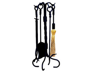 UniFlame 5 Pieces Black Wrought Iron Ring/Swirl Fireset