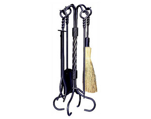 UniFlame 5 Pieces Bronze Fireset with Ring Swirl Handles - Fast FREE FedEx Shipping!