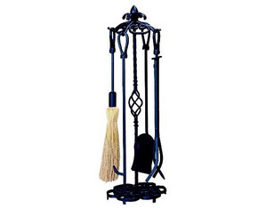 UniFlame 5 Pieces Heavy Weight Black Wrought Iron Fireset - Fast FREE FedEx Shipping!