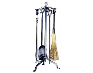 UniFlame 5 Pieces Pewter Fireset with Crook Handles