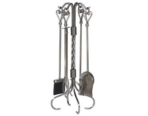 UniFlame 5 Pieces Pewter Wrought Iron Fireset