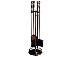 UniFlame 5 Pieces Satin Copper Fireset with Ball Handles
