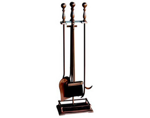 UniFlame 5 Pieces Satin Copper Fireset with Dancing Lady Base