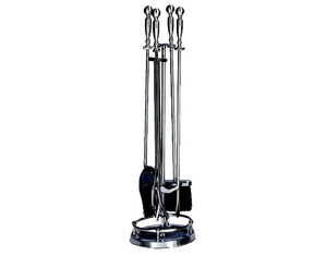UniFlame 5 Pieces Solid Satin Antique Brass Fireset with Ball Handles (NO ETA) - Fast FREE FedEx Shipping!