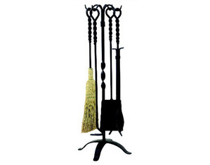 UniFlame 5 Pieces Twist Black Wrought Iron Fireset