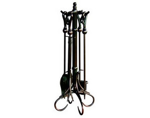 UniFlame 5 Pieces Venetian Bronze Fireset with Heavy Crook Handles