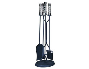UniFlame Brushed Nickel and Black Fireplace Tools