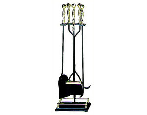 UniFlame F-3613 5 Pieces Polished Brass and Black Fireset