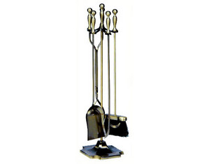 UniFlame F-4192 5 Pieces Antique Brass Fireset - Fast FREE FedEx Shipping!
