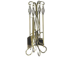 UniFlame Polished Wrought Iron Fireplace Toolset - Fast FREE FedEx Shipping!