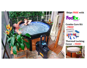 Save  on 6 ft Simulated Wood Spa-N-A-Box - with FREE Cover, Combo Care Kit and Shipping at The Dream Maker Spas Store 