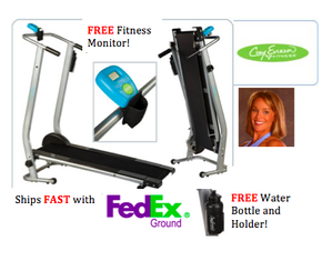 Cory Everson Manual Treadmill - with FREE Water Bottle and Fitness Monitor