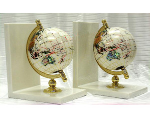 Team Concept 110 mm Gemstone Globe Bookend with Golden Base - Pair