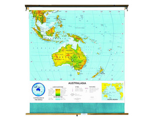 Cram Australasia Physical Wall Map