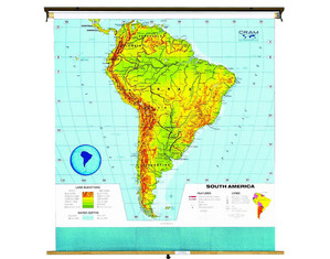 Cram South America Physical Wall Map