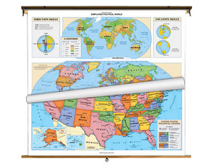 Cram US/World Discovery Combo Wall Map