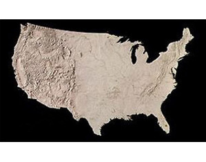 Raven Maps & Images Landforms and Drainage Wall Map of the US 48 States