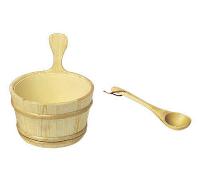 Wooden Pail and Ladle