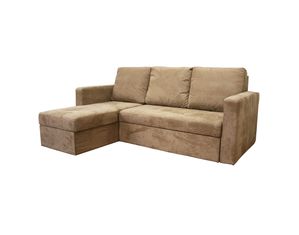 Baxton Studio Linden Tan Microfiber Convertible Sectional / Sofa Bed