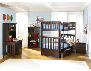 Atlantic Furniture Columbia Twin over Twin Bunk Bed - 2 Mattresses Included!