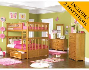 Atlantic Furniture Columbia Full/Full Bunk Bed with 2 mattresses included!