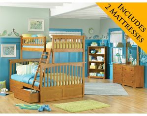 Atlantic Furniture Columbia Twin/Full Bunk Bed with 2 mattresses included!