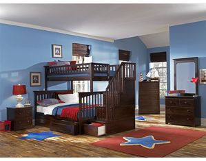Atlantic Furniture Columbia Twin Over Full Staircase Bunk Bed