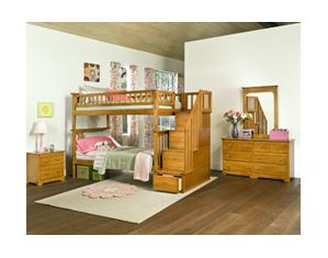 Atlantic Furniture Columbia Twin Over Twin Staircase Bunk Bed