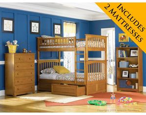 Atlantic Furniture Columbia Twin/Twin Bunk Bed with 2 mattresses included! - FREE Inside Delivery!