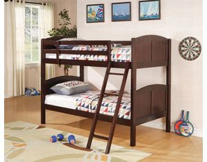 Coaster Company Twin Over Twin Bunk 460213 Cappucino Bunk Bed with Ladder