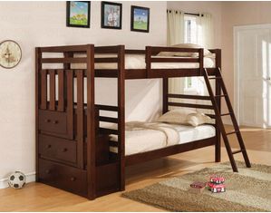 Union Square Cherry Stairway Twin Over Twin Bunk Bed