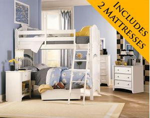 Lea Getaway Twin/Twin Bunk Bed with 2 mattresses included and Inside Delivery and Set-up!