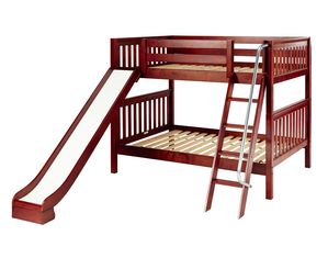 Maxtrix Full Size Low Bunk Bed w. Angle Ladder and Slide
