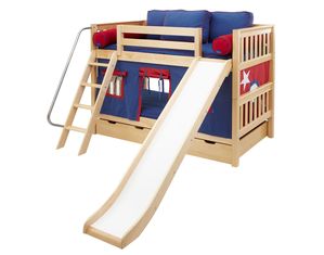 Maxtrix Twin Low Bunk Bed w. Angle Ladder and Slide