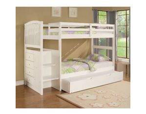 Powell Angelica White Staircase Bunk Bed - FREE Trundle!