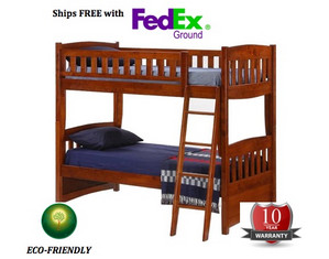 Night & Day Furniture Cinnamon Twin/Twin Bunk Bed - FREE FedEx Shipping!