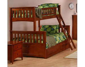 Night  Ginger Twin/Full Bunk Bed in Cherry - FREE FedEx Shipping!