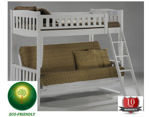 Night & Day Furniture Cinnamon Twin over Futon Bunk Bed in White