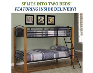 Powell Country Pine and Matte Black Twin/Twin Bunk Bed