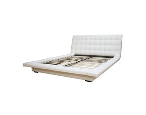 Baxton Studio Celia White Faux Leather Queen Platform Bed Platform Bed