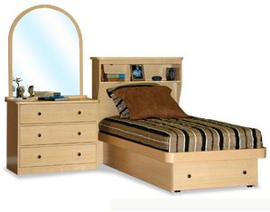 Berg Platform Bed with Underbed Storage Drawer and Bookcase Headboard