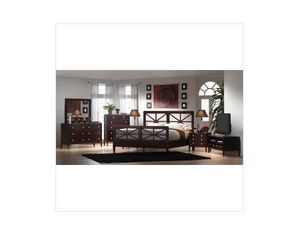 LifeStyle Solutions New Hampshire 4 Piece Platform Bed Set - Bed, Nightstand, Dresser, and Mirror