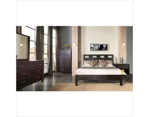 Modus Riva 5 Piece Platform Bed Set - Bed, 2 Nightstands, Dresser, and Mirror