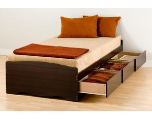 Prepac Espresso 3 Drawer Storage Platform Bed