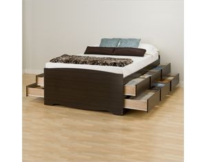 Prepac Espresso Tall 12 Drawer Storage Platform Bed