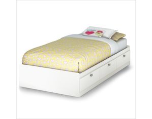 South Shore Pure White Sparkling Contemporary Twin Mates Bed (39