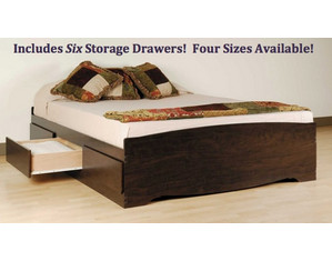 Prepac Espresso 6 Drawer Storage Platform Bed
