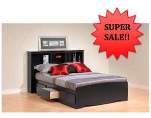 Prepac Sonoma Storage Platform Bed Black Finish